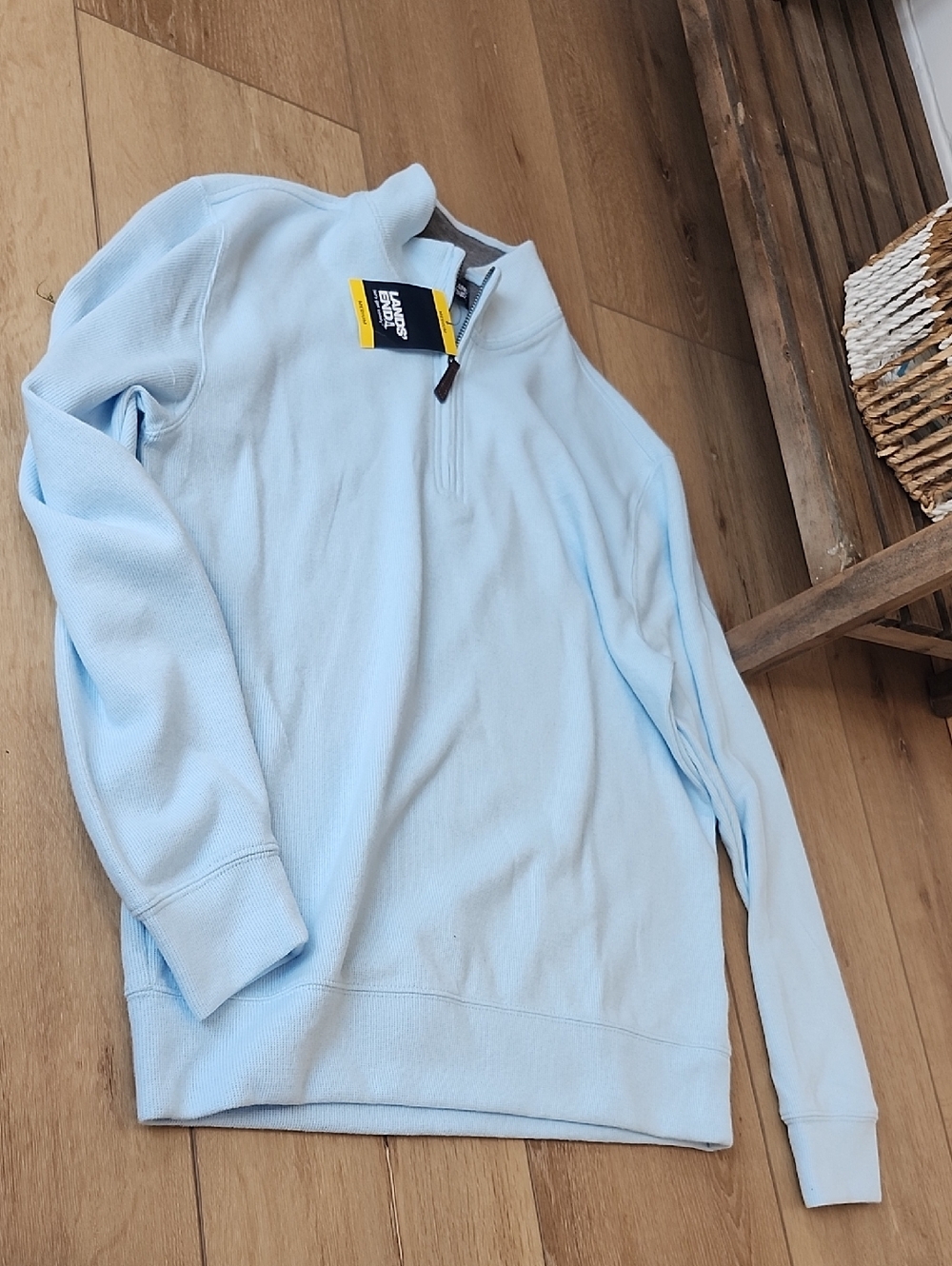 Lands End Light Blue Quarter-Zip, Medium